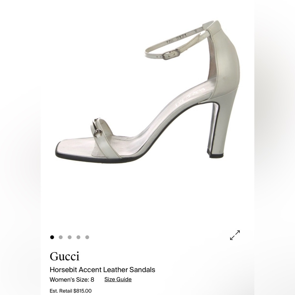 White Gucci Heels with Silver Horsebit - Picture 3 of 8